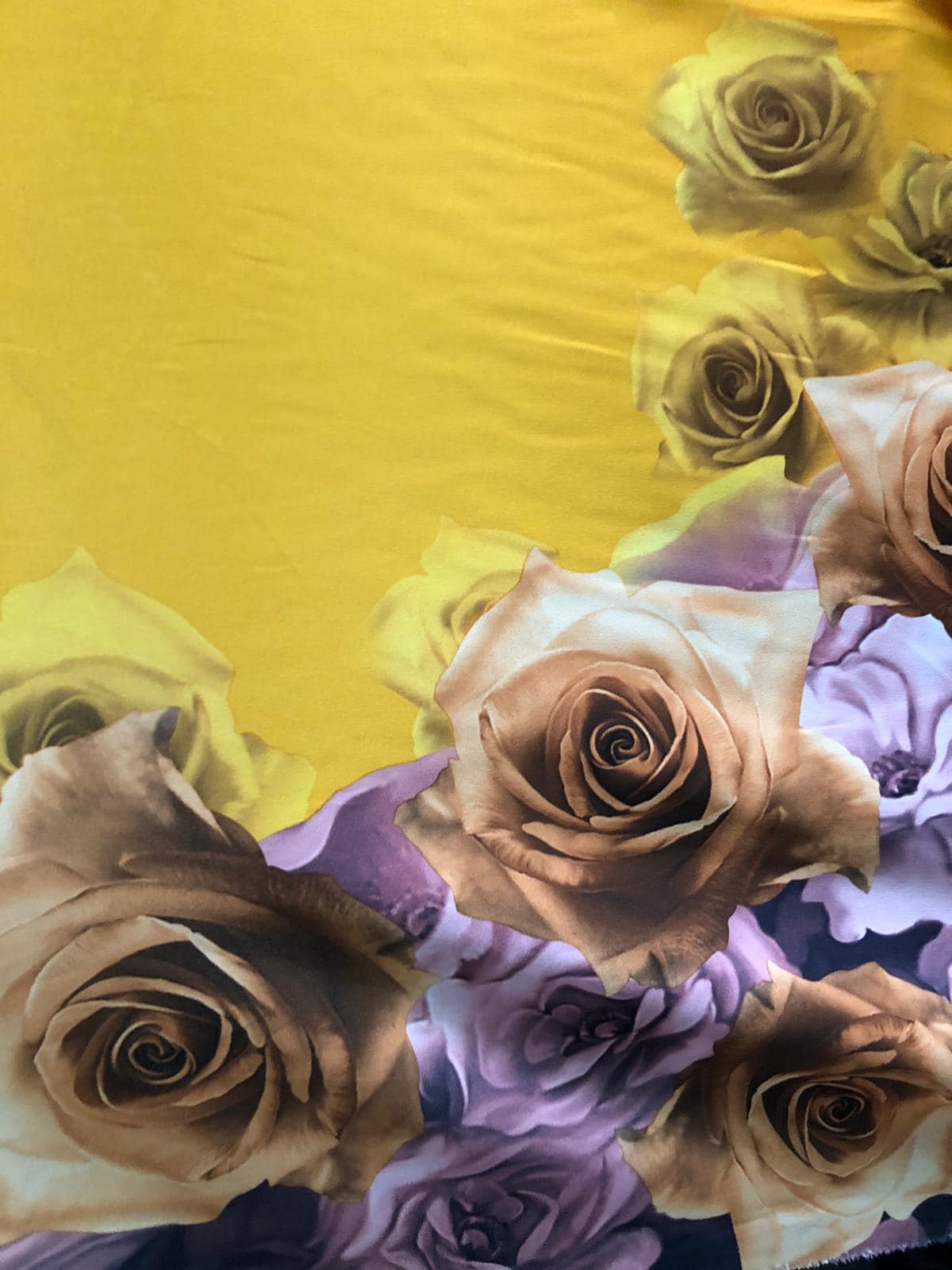 Megan Crep , imprimat cu floricele , Galben