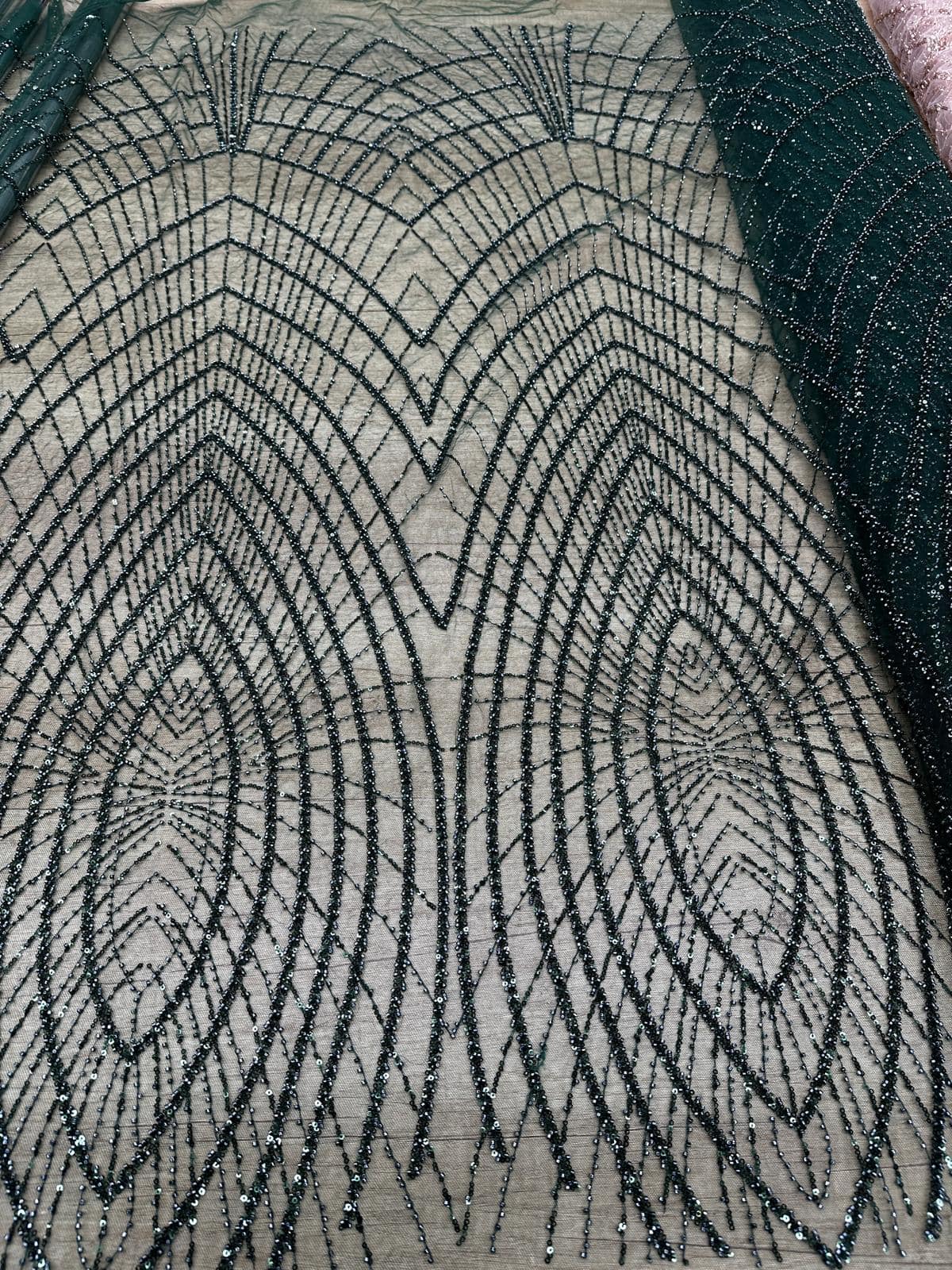 Broderie accesorizata cu paiete si margele , Verde - MODEL EVE