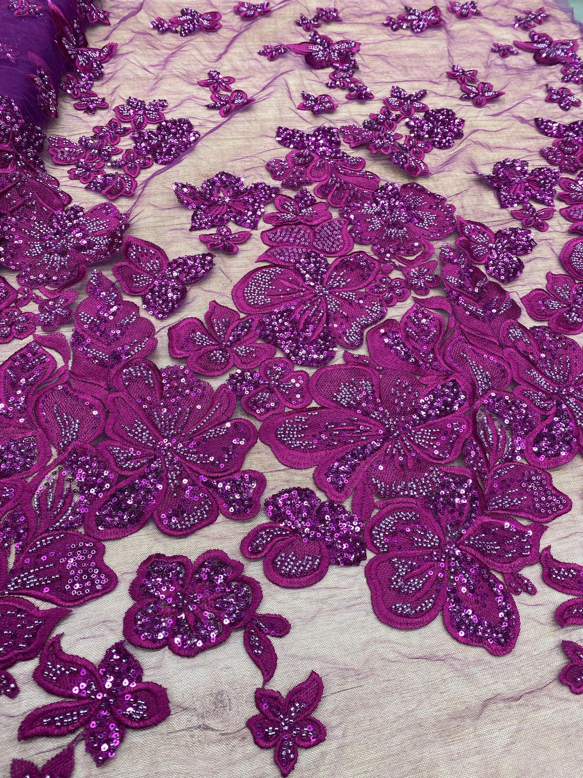 Broderie accesorizata cu paiete si margele , Mov - MODEL MELLY