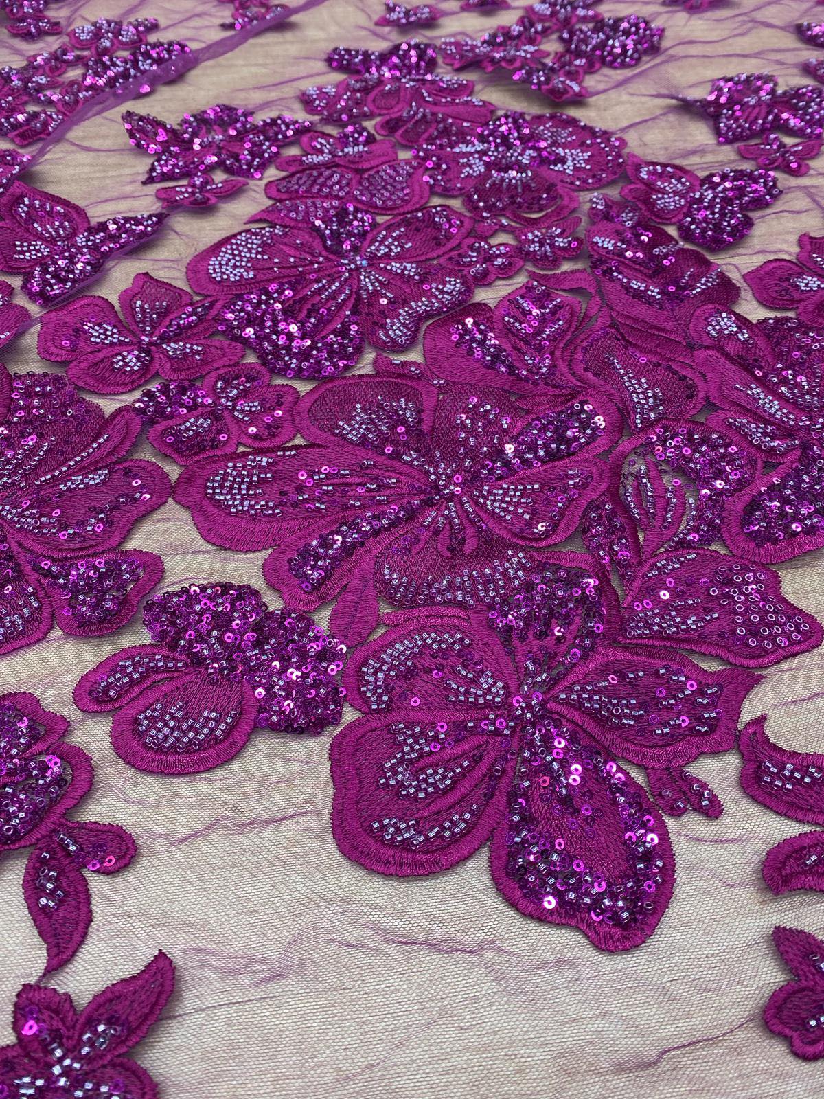 Broderie accesorizata cu paiete si margele , Mov - MODEL MELLY