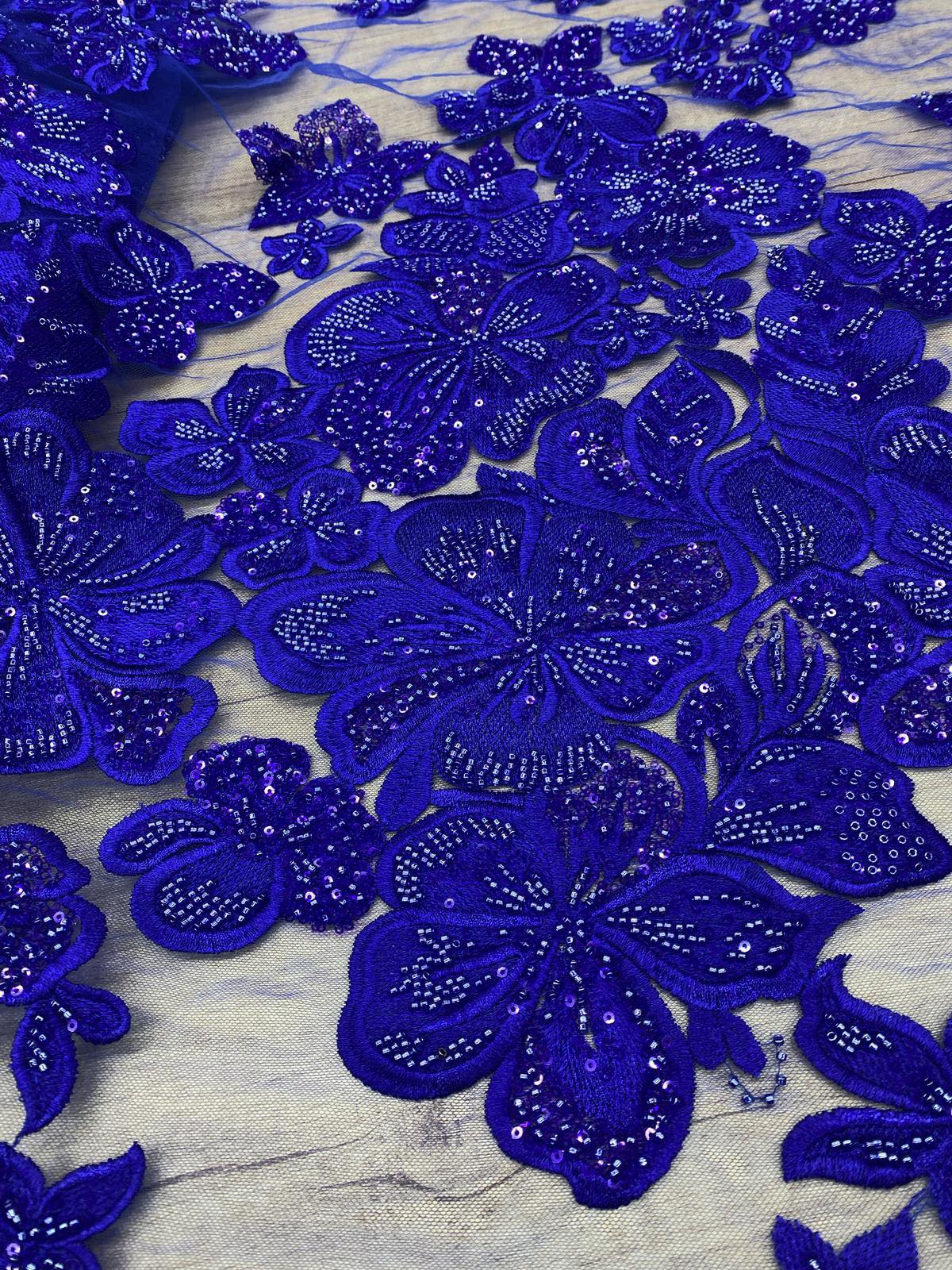 Broderie accesorizata cu paiete si margele , Albastru Royal - MODEL MELLY