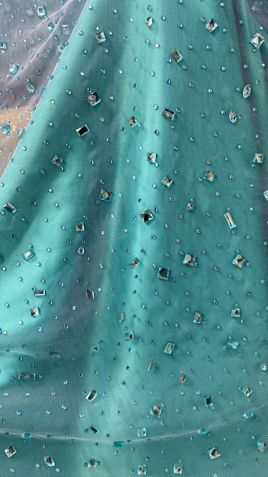 Tulle accesorizat cu pietre si cristale , Blue / MODEL SEDA