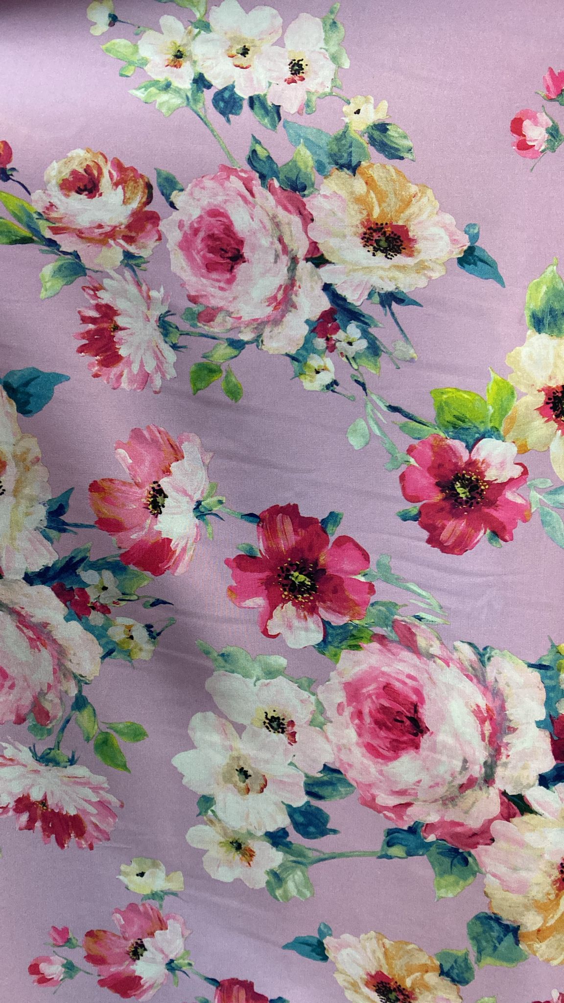 Matase sintetica , imprimata cu floricele - MODEL SILKA 8