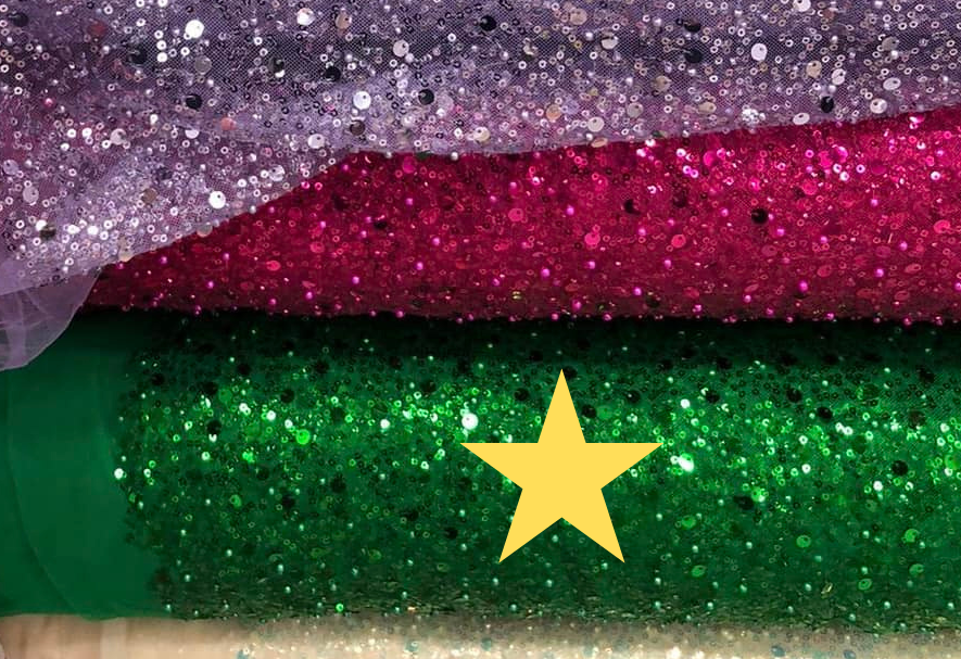 Tulle accesorizat cu paiete si margele, Verde intens / MODEL BIG