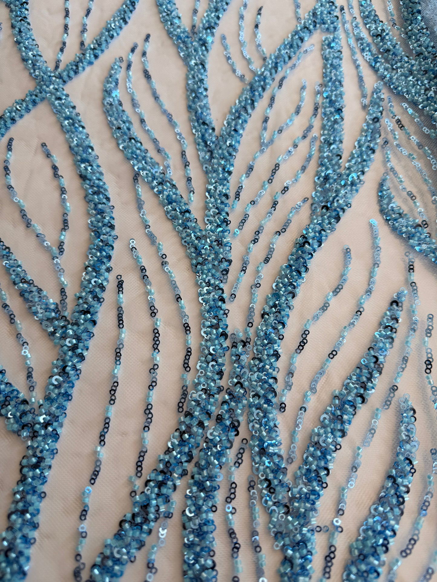 Broderie accesorizata cu paiete si margele, Blue - MODEL BEAUTY