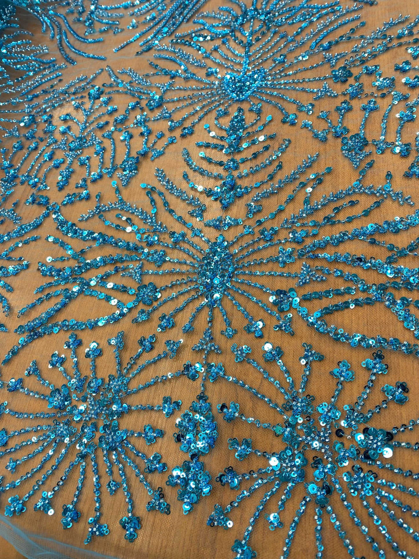 Broderie accesorizata cu paiete si margele , Turqoise - MODEL ELSIE
