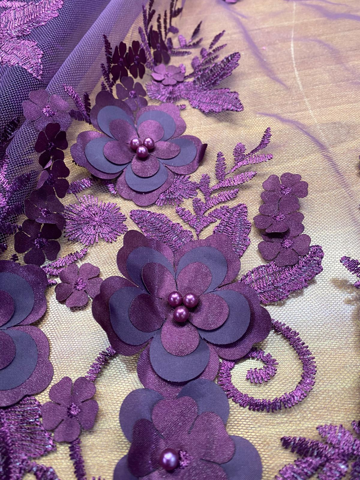 Broderie accesorizata cu paiete si margele, Mov - MODEL DORA