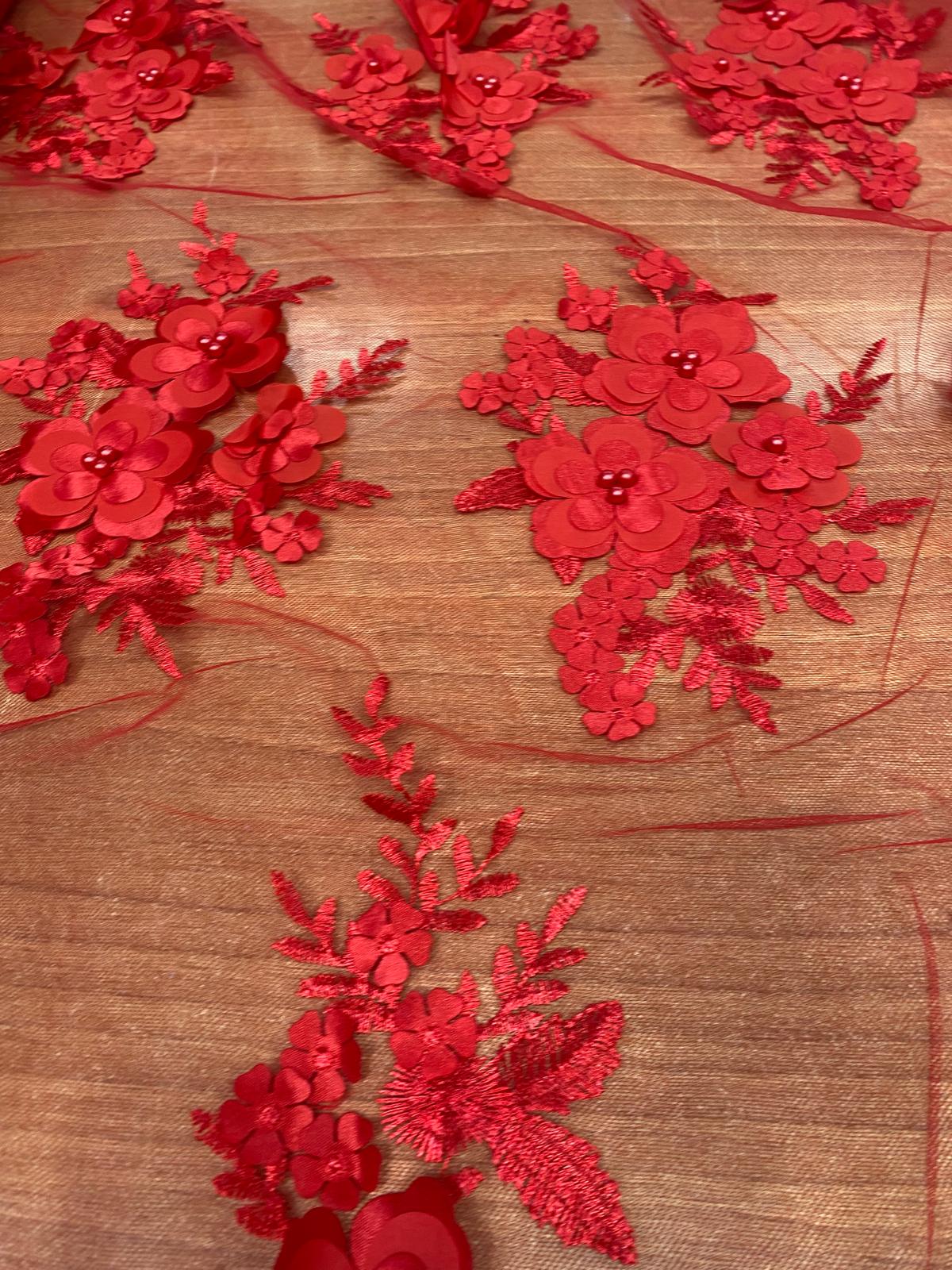 Broderie accesorizata cu paiete si margele, Rosu - MODEL DORA