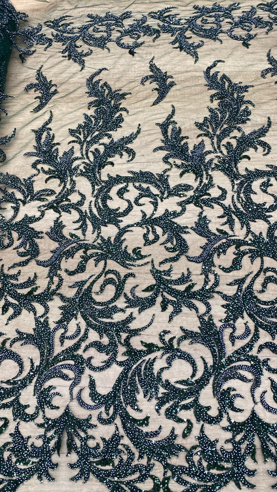 Broderie accesorizata cu paiete si margele, Verde - MODEL LORA