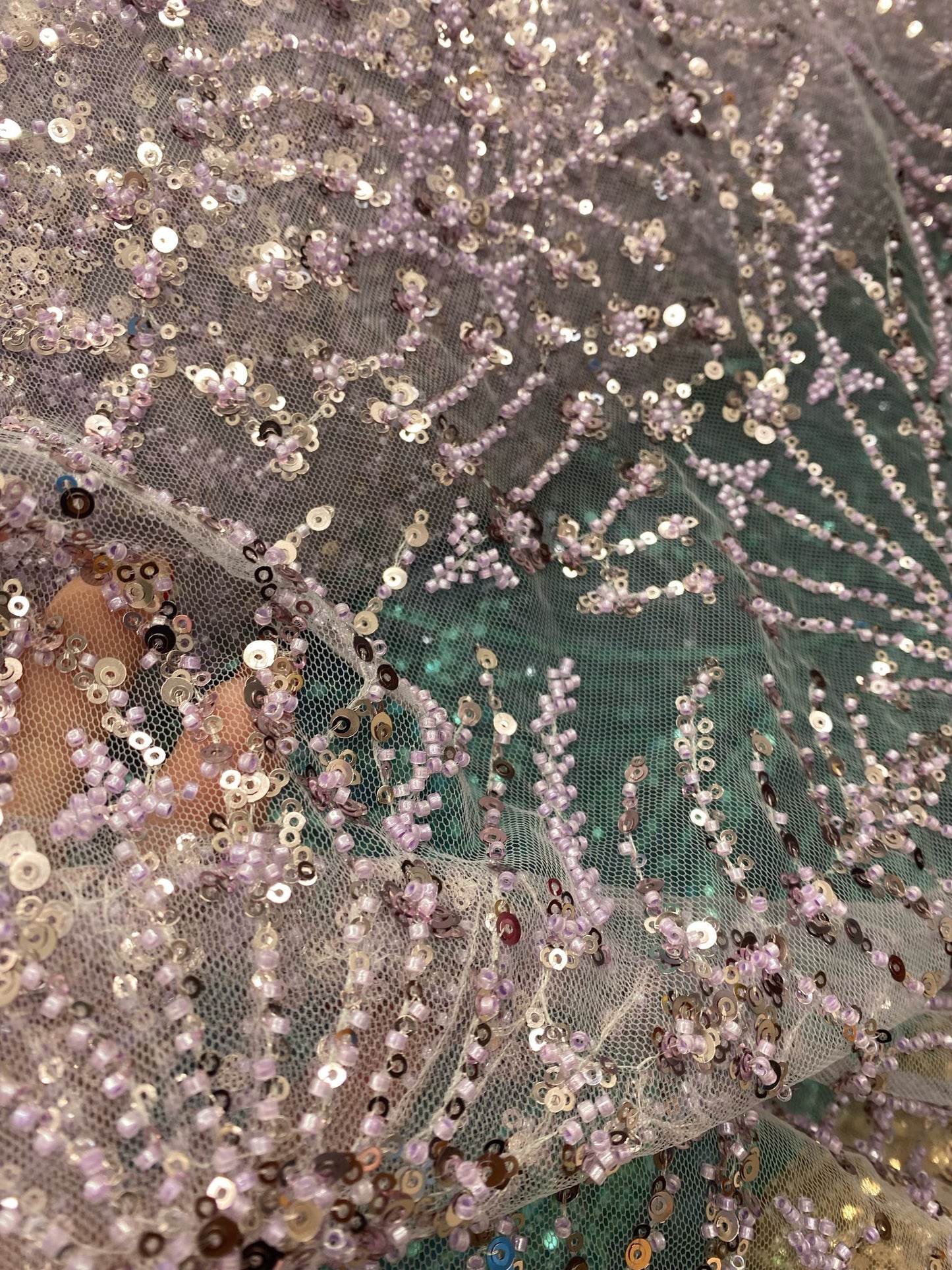Broderie accesorizata cu paiete si margele , Turqoise - MODEL ELSIE