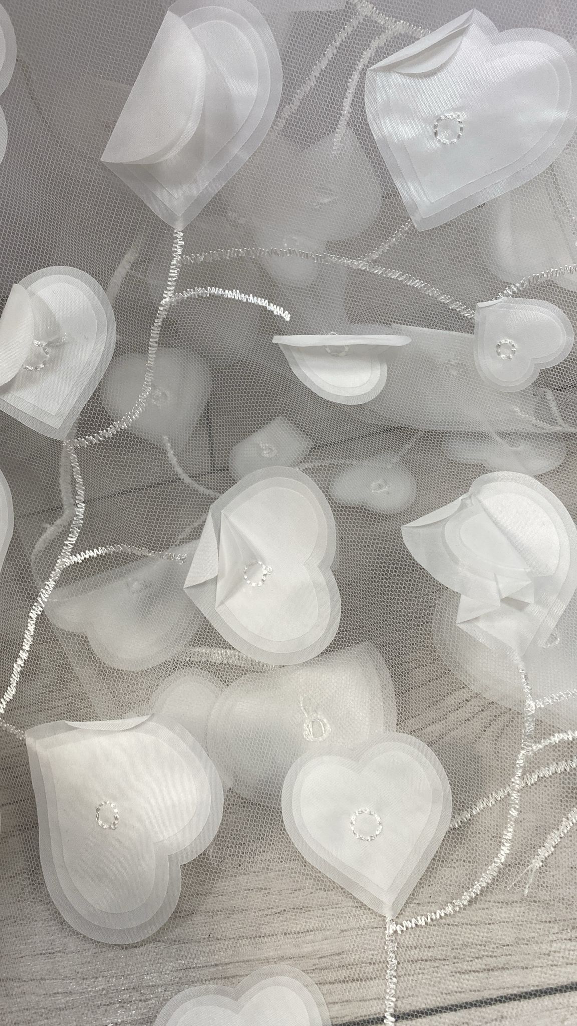 Tulle accesorizat cu aplicatii din organza , Alb