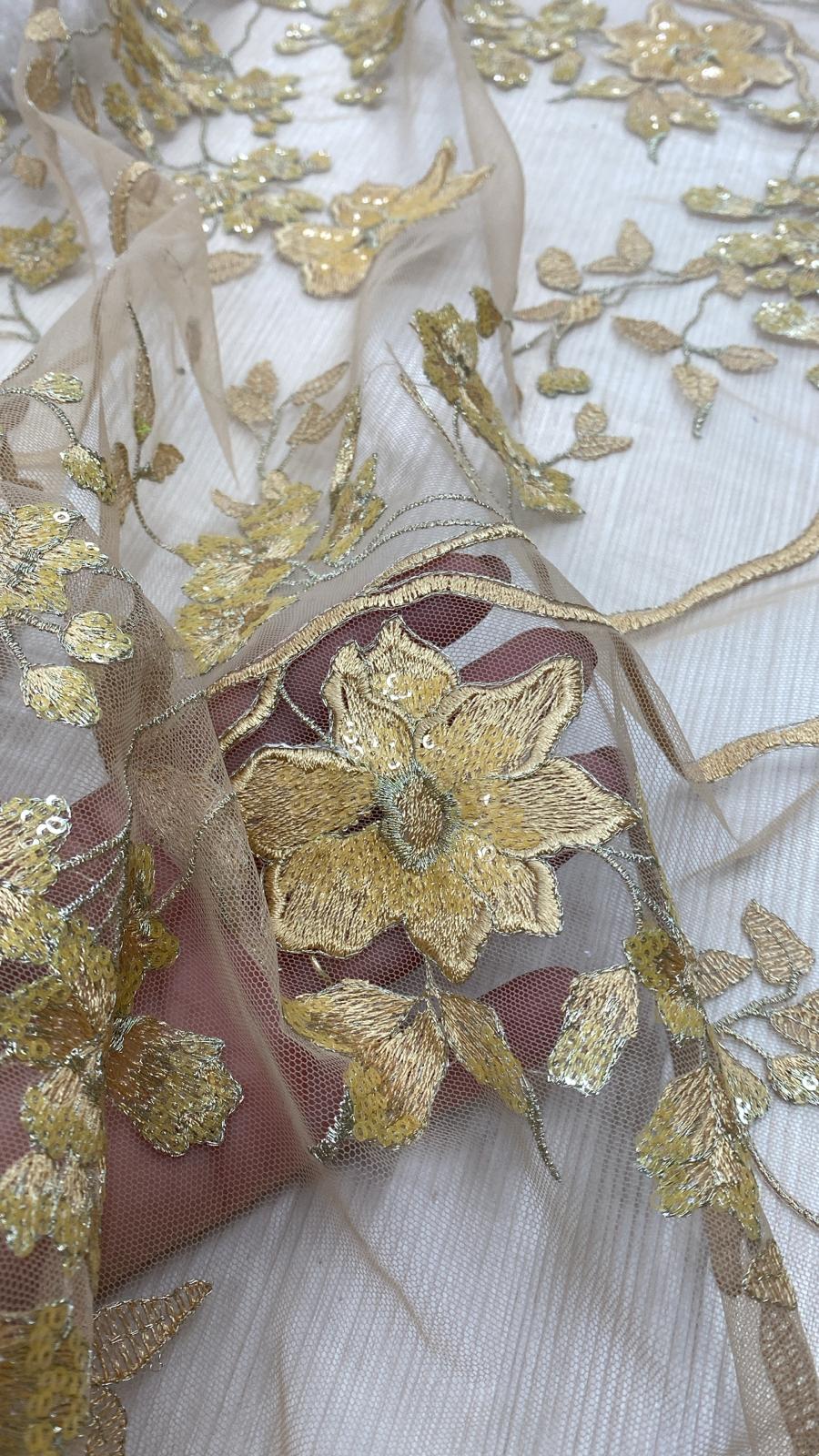 Broderie accesorizata cu paiete si margele, Auriu - MODEL IDA