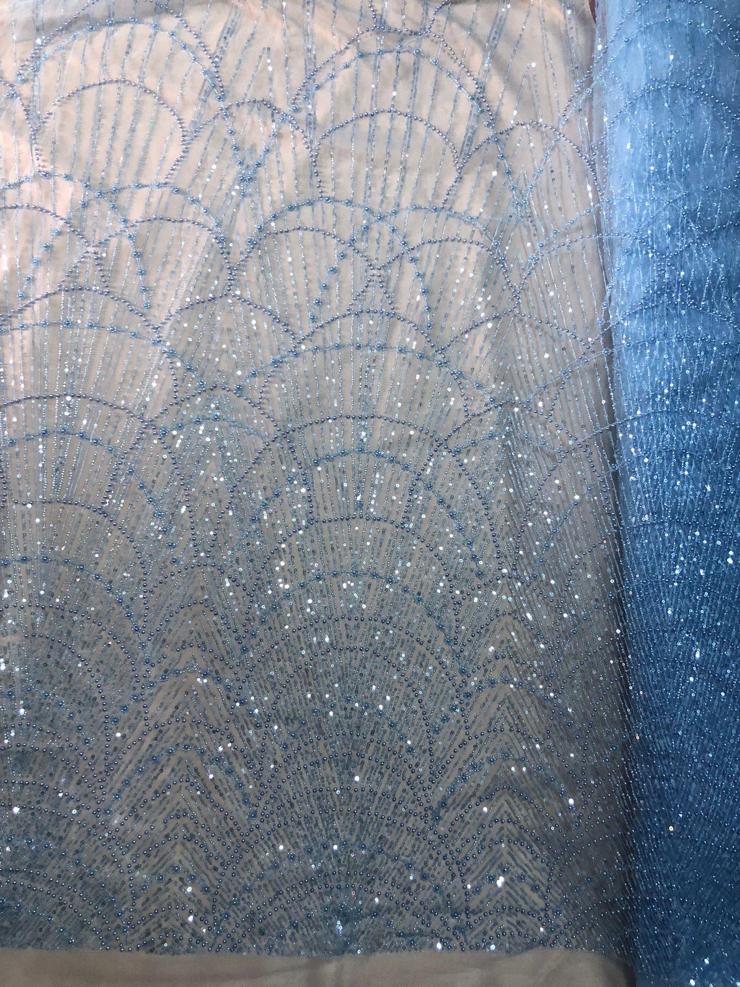 Broderie Premium accesorizata cu paiete si margele, Blue / MODEL DALIA