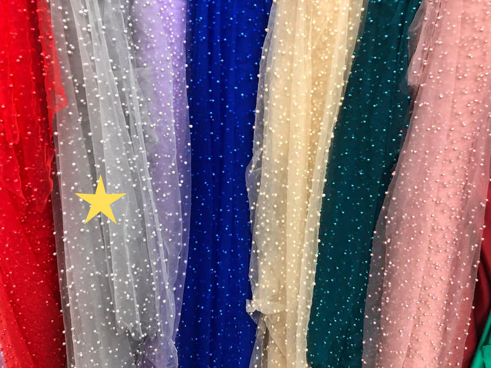 Tulle accesorizat , plin cu perle, Ivary