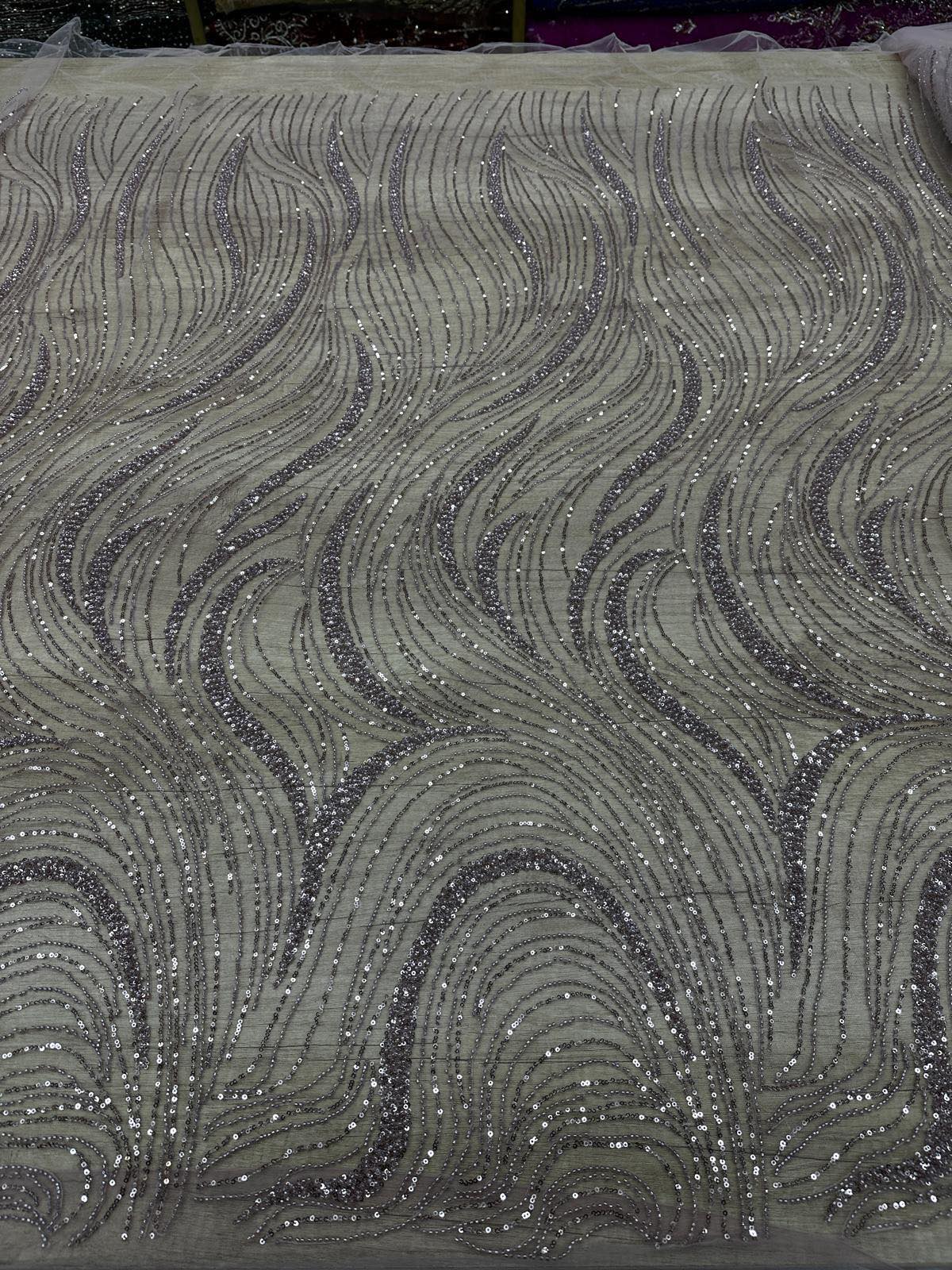 Broderie accesorizata cu paiete si margele, Roz pudra - MODEL MIKY