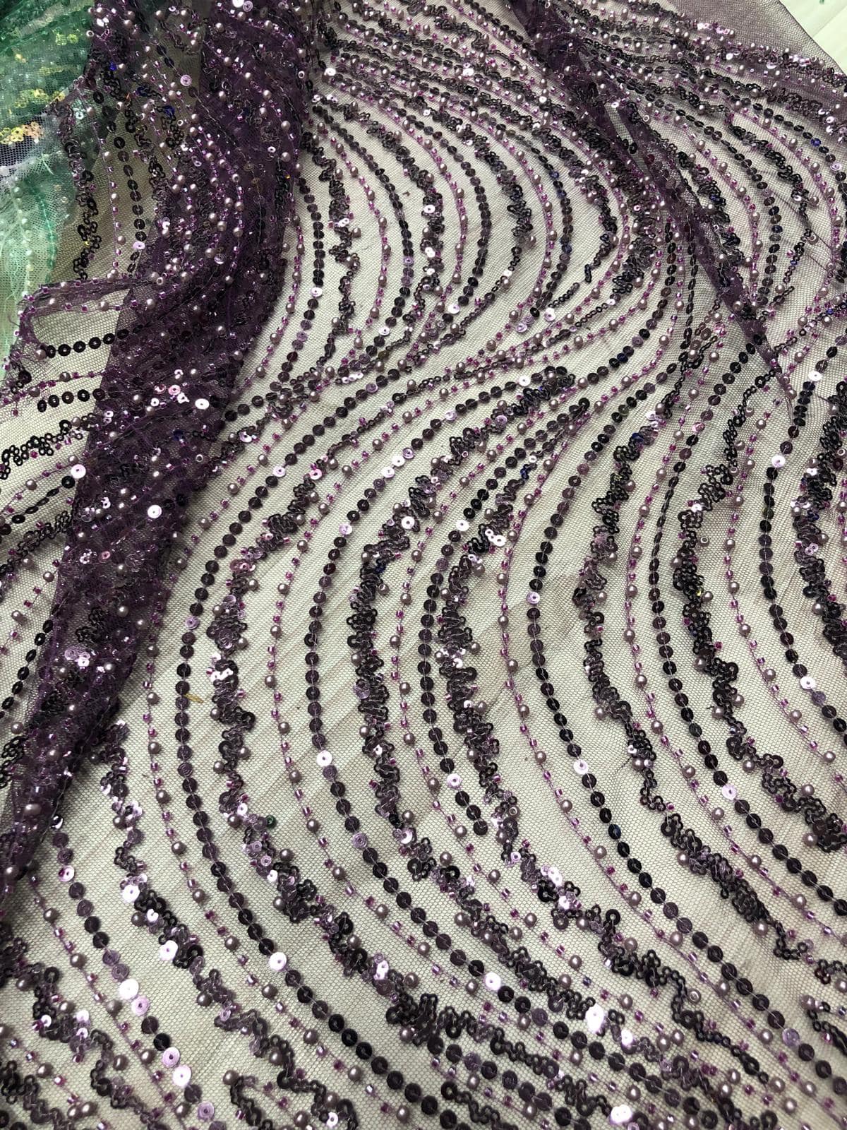 Broderie accesorizata cu paiete si margele, Mov/ MODEL EMY