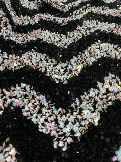 Paiete pe suport de catifea, model ZigZag, Negru-multicolor