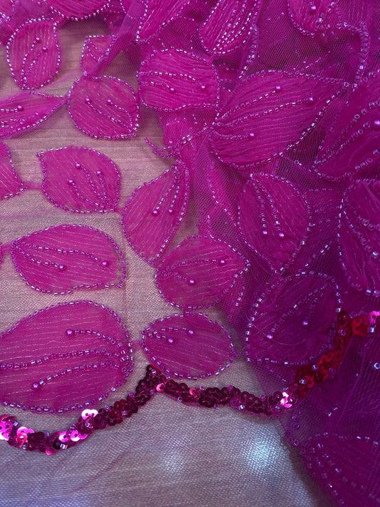 Broderie accesorizata cu margele, Magenta, Model CANDI