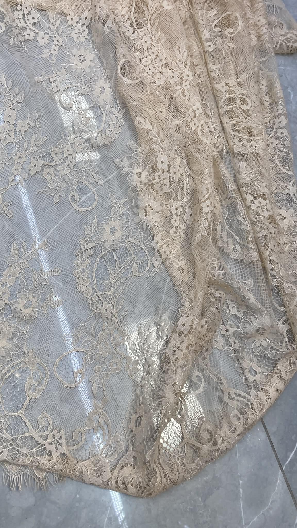 Dantela Chantily , Bej, Cupon 3m - Cod 0036