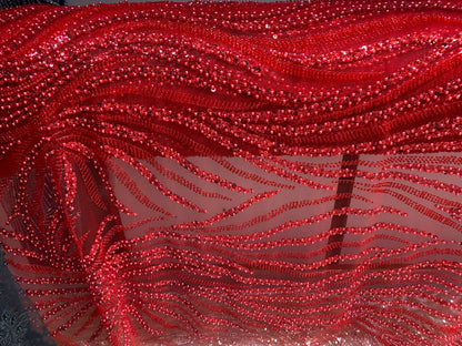 Broderie accesorizată cu paiete si mărgele, Rosu, Model AVA