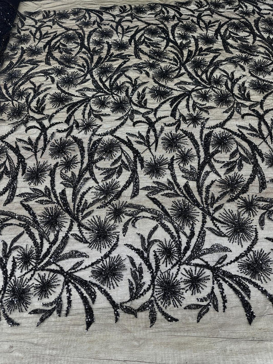 Broderie accesorizata cu paiete si margele, Negru - MODEL LILI
