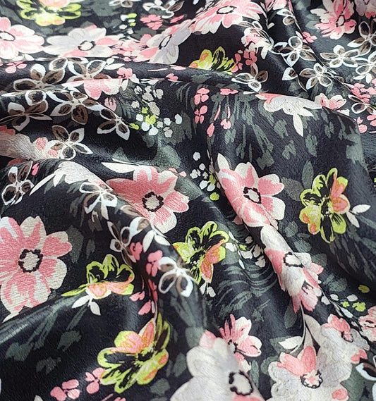 Satin , model imprimat cu floricele