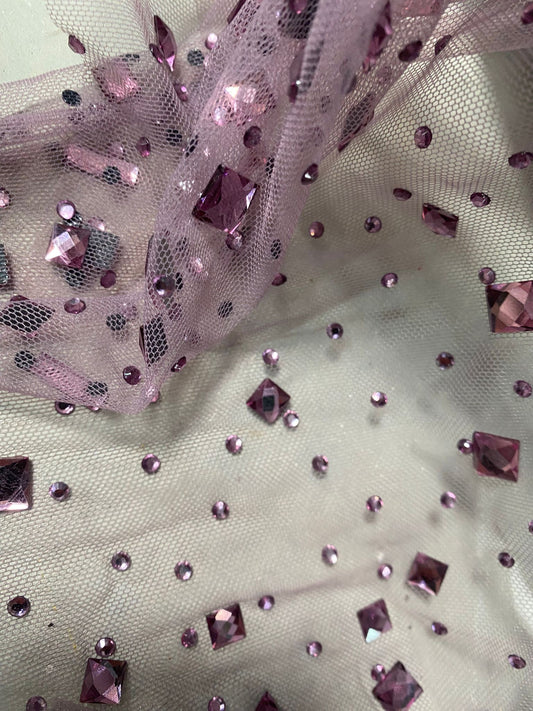 Tulle accesorizat cu pietre si cristale , Mov Lila - MODEL KATE