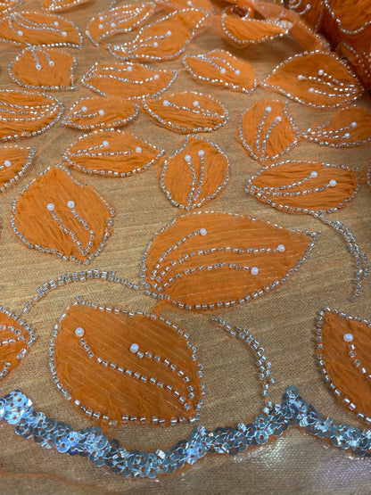 Broderie accesorizata cu margele, Portocaliu, Model CANDI