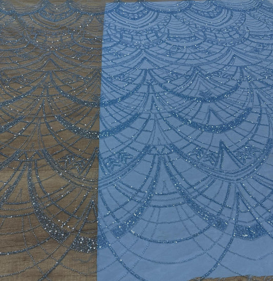 Broderie accesorizata cu paiete si margele, Blue - MODEL DELIA