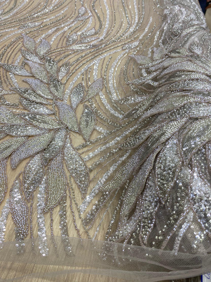 Broderie accesorizata cu paiete si margele, gri, MODEL ANY