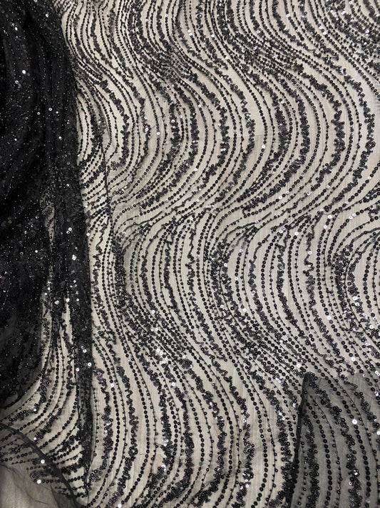 Broderie accesorizata cu paiete si margele, Negru / MODEL EMY