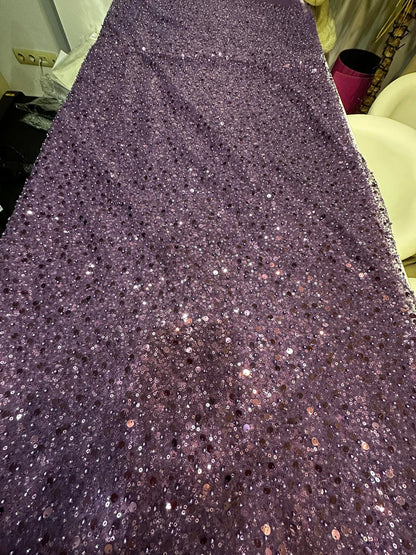 Tulle accesorizat cu paiete si margele , Mov / MODEL BIG