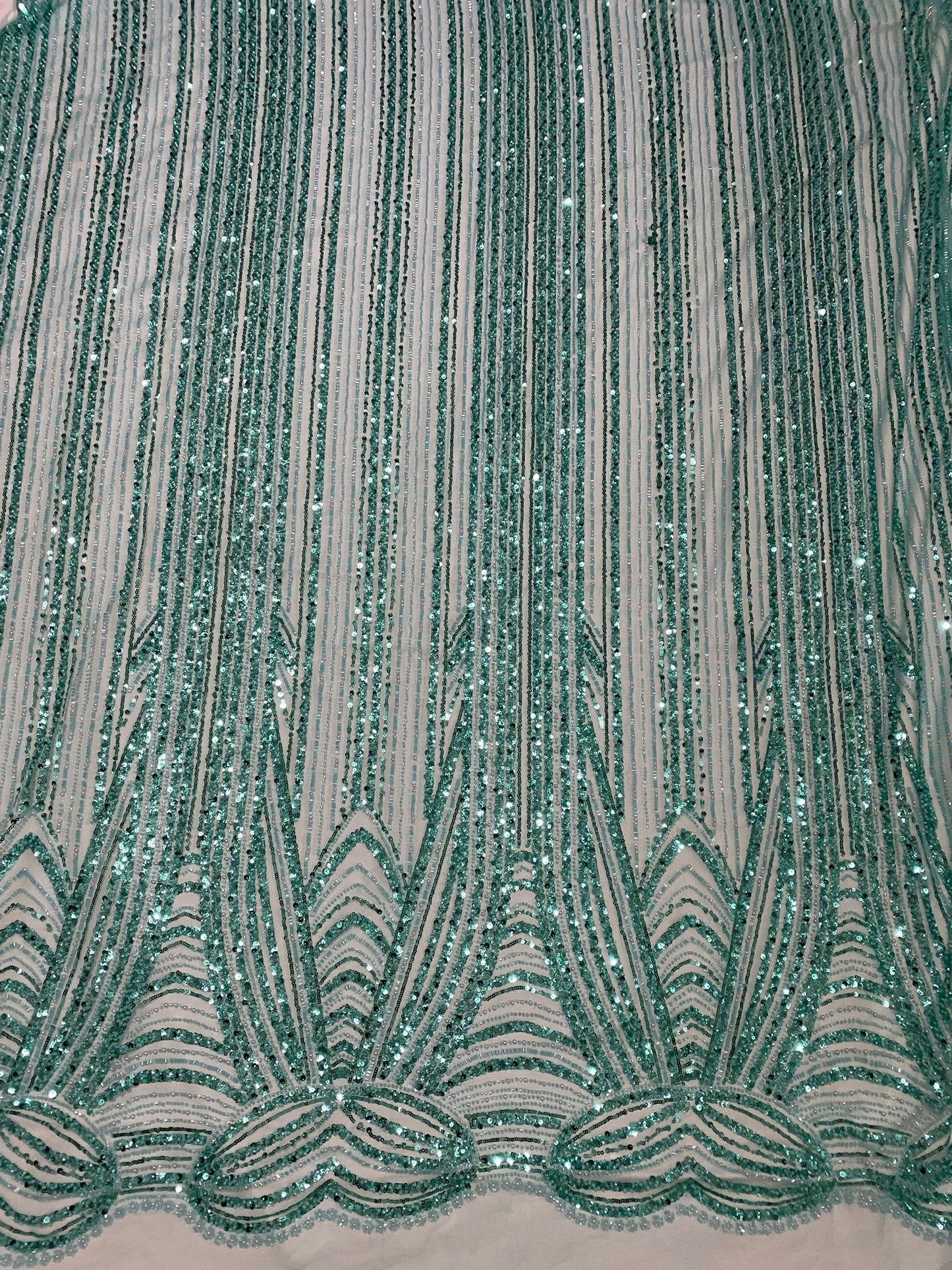 Broderie accesorizata cu paiete si margele, Verde Aqua , MODEL ZOE
