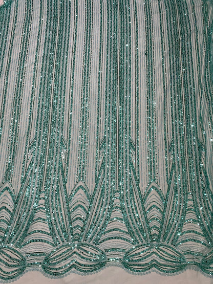 Broderie accesorizata cu paiete si margele, Verde Aqua , MODEL ZOE