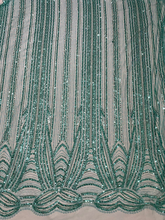 Broderie accesorizata cu paiete si margele, Verde Aqua , MODEL ZOE