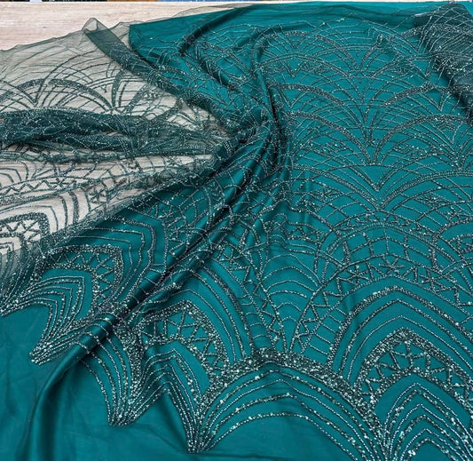 Broderie accesorizata cu paiete si margele, Verde - MODEL DELIA