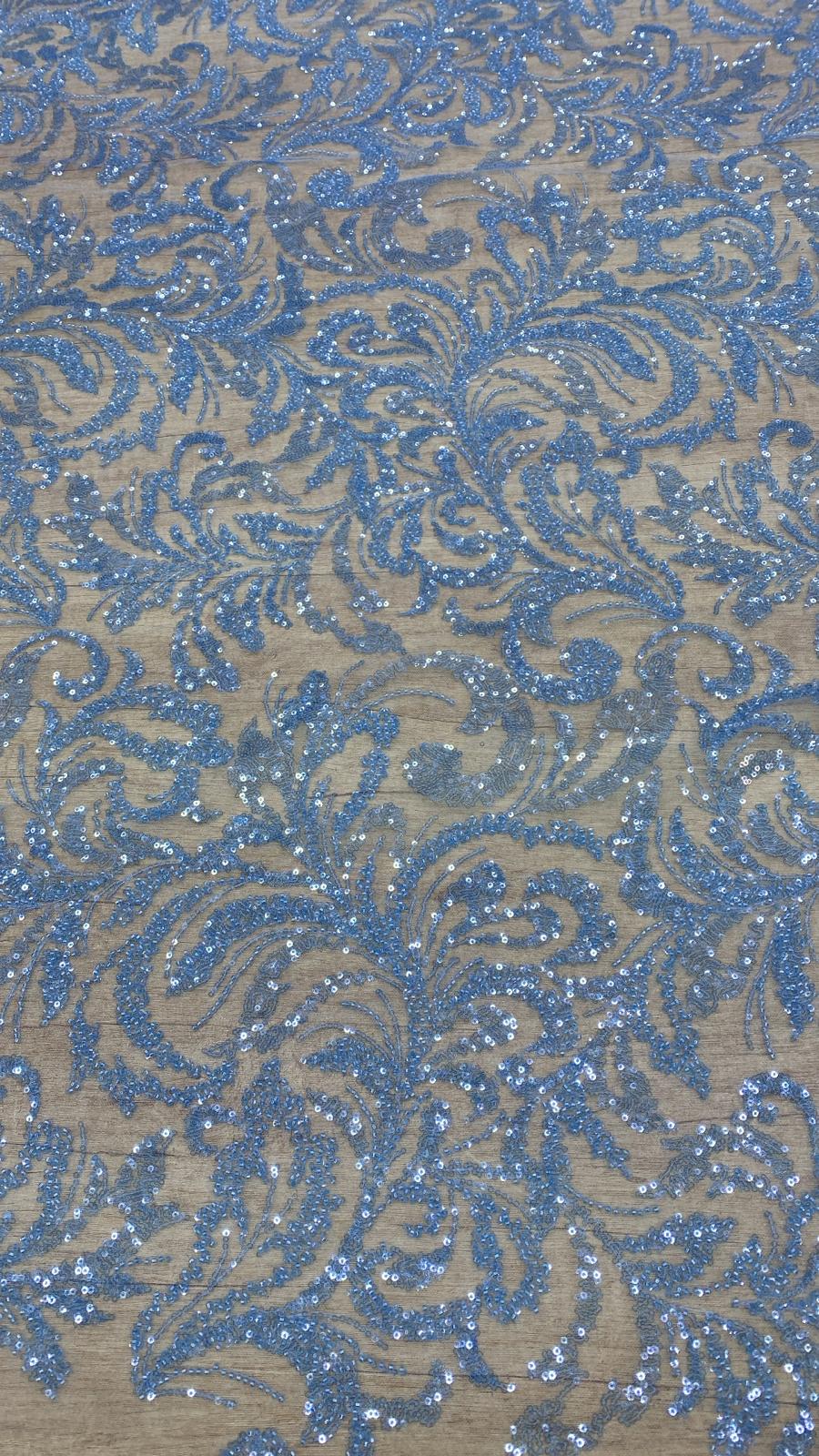 Broderie accesorizata cu paiete si margele , Blue - MODEL DENI