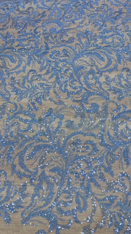 Broderie accesorizata cu paiete si margele , Blue - MODEL DENI