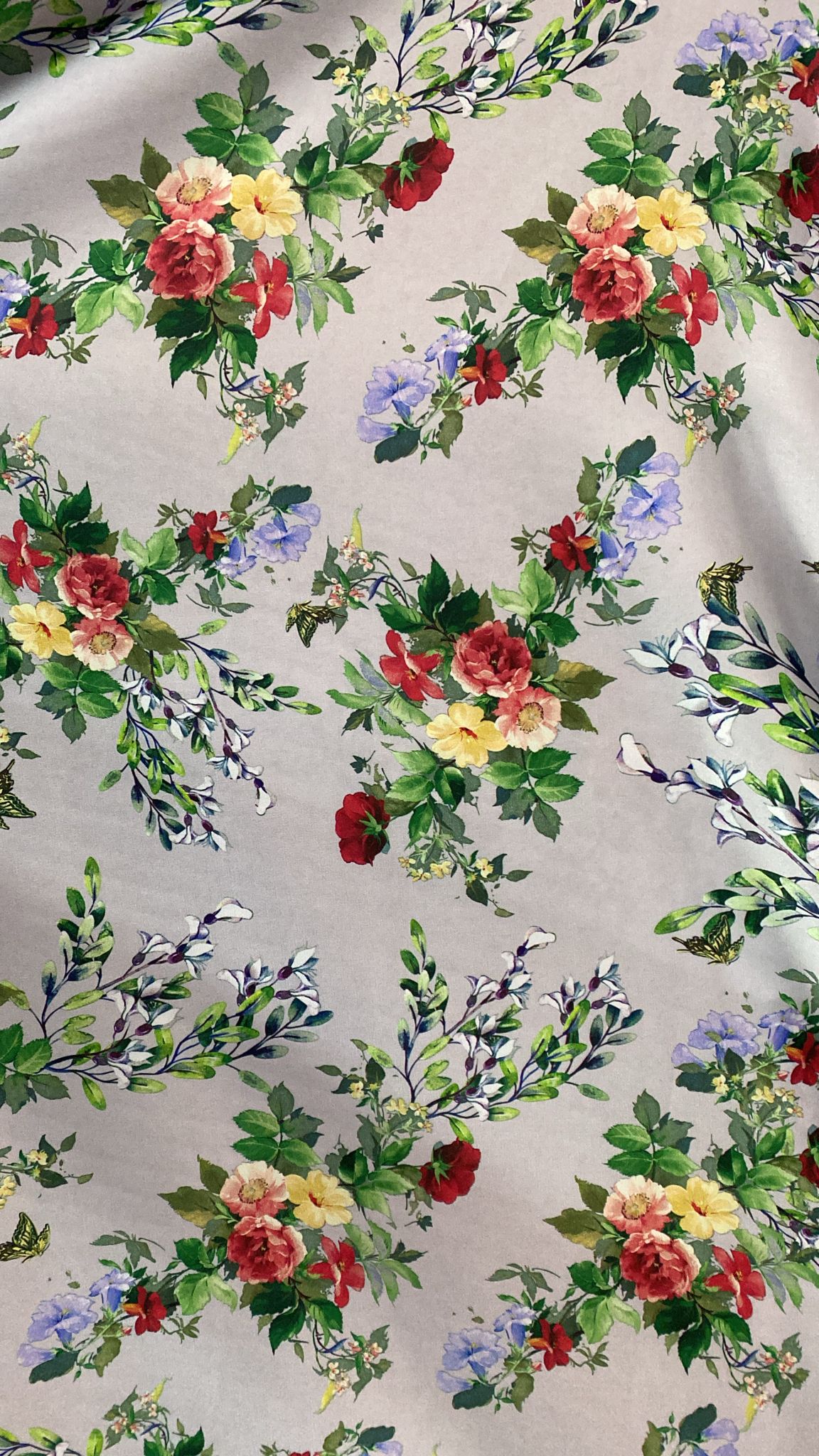 Matase sintetica, imprmata cu floricele - MODEL SILKA 3