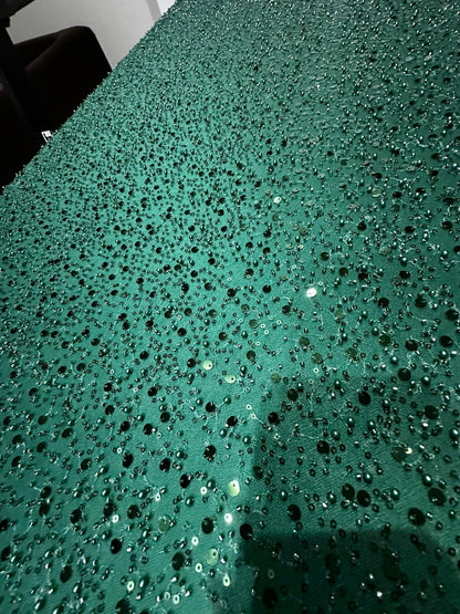 Tulle accesorizat cu paiete si margele, Verde/ MODEL BIG