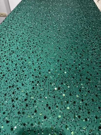Tulle accesorizat cu paiete si margele, Verde/ MODEL BIG