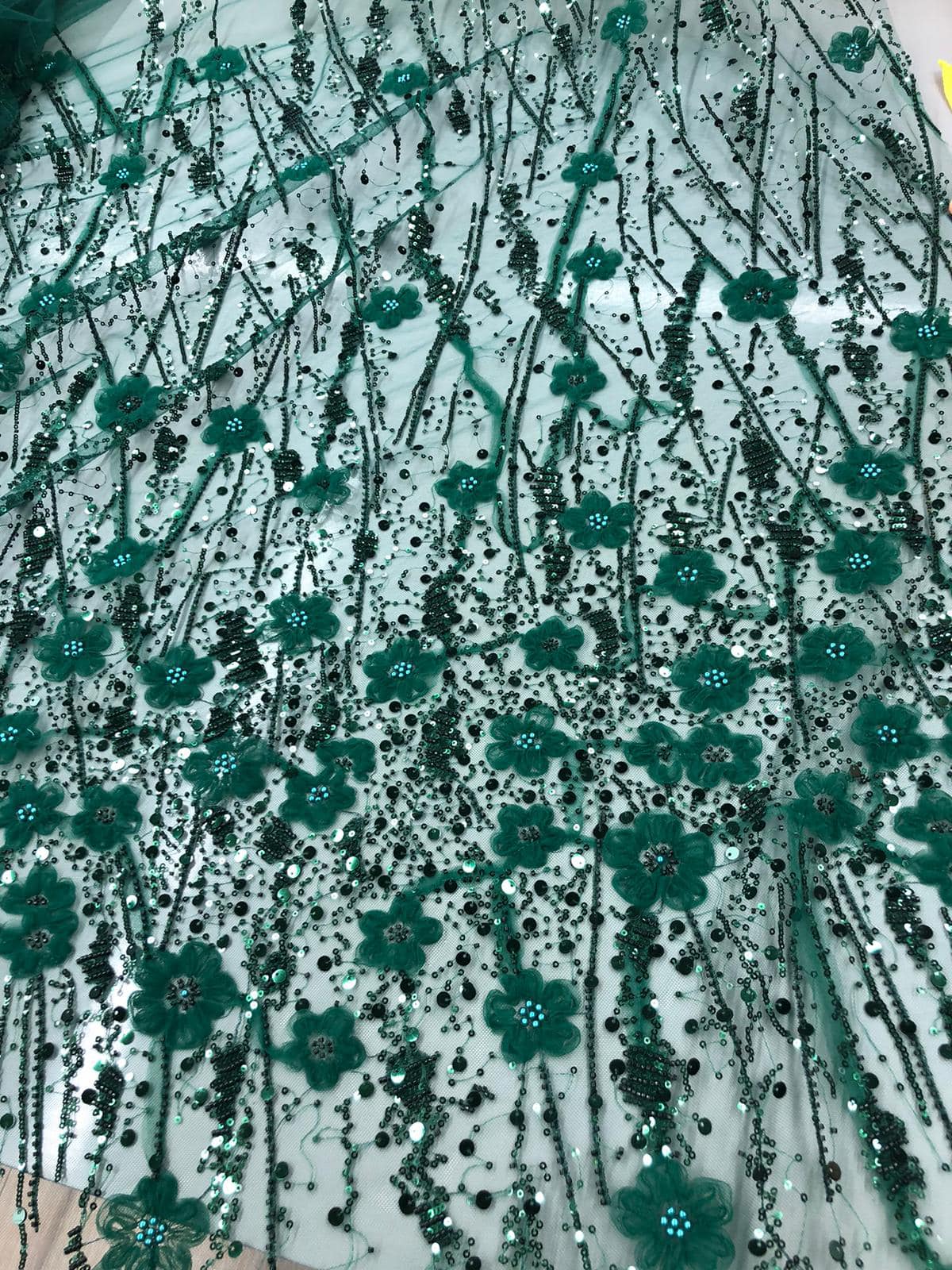 Broderie accesorizata, model Floral, Verde / MODEL LARA