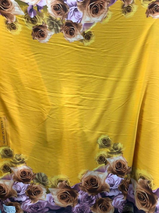 Megan Crep , imprimat cu floricele , Galben