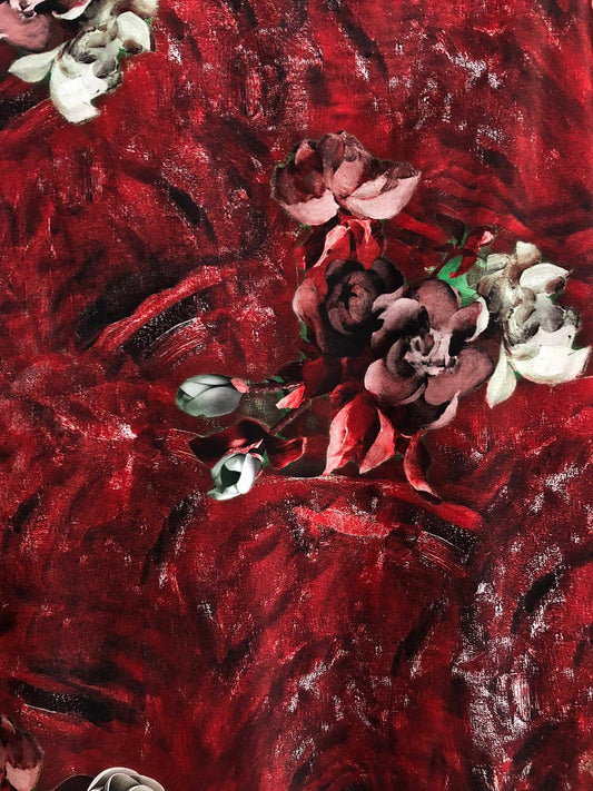 Megan Crep , imprimat cu floricele , Visiniu