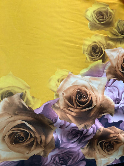 Megan Crep , imprimat cu floricele , Galben