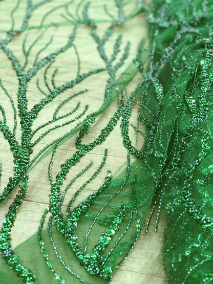 Broderie accesorizata cu paiete si margele, Verde / MODEL MARDIN