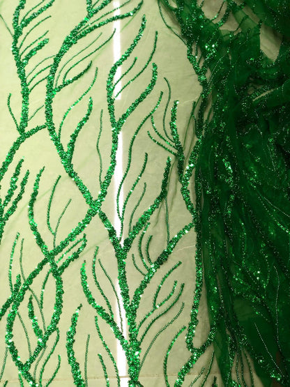 Broderie accesorizata cu paiete si margele, Verde / MODEL MARDIN