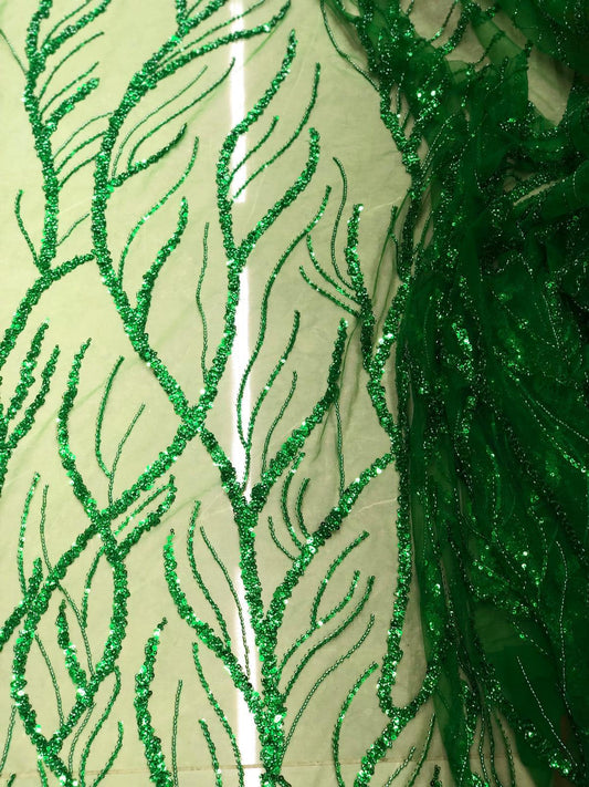 Broderie accesorizata cu paiete si margele, Verde / MODEL MARDIN