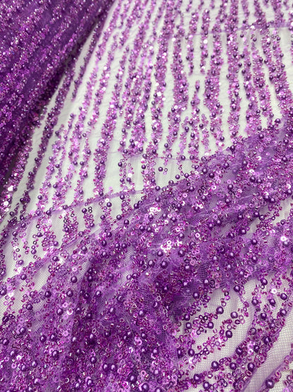 Broderie accesorizata cu margele, paiete si margelute tubulare , Mov - MODEL DEEA