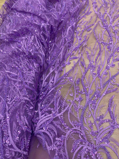 Broderie accesorizata cu paiete si margele , Mov Lila - MODEL BELLA